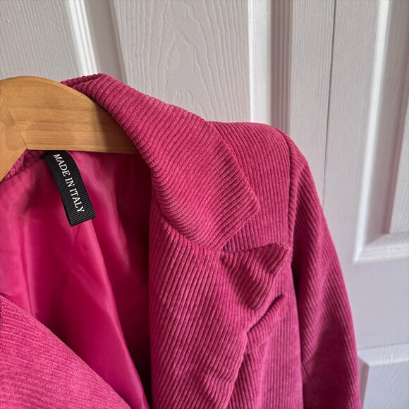 Corduroy Blazer Double Breasted Jacket Barbiecore Pink, Size S/M - Picture 2 of 5